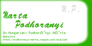 marta podhoranyi business card